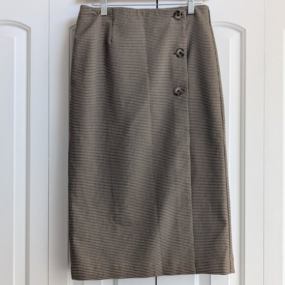 Mod Cloth Women's Brown Midi Wrap Sideways Structure Lined Skirt Small - Picture 2 of 10